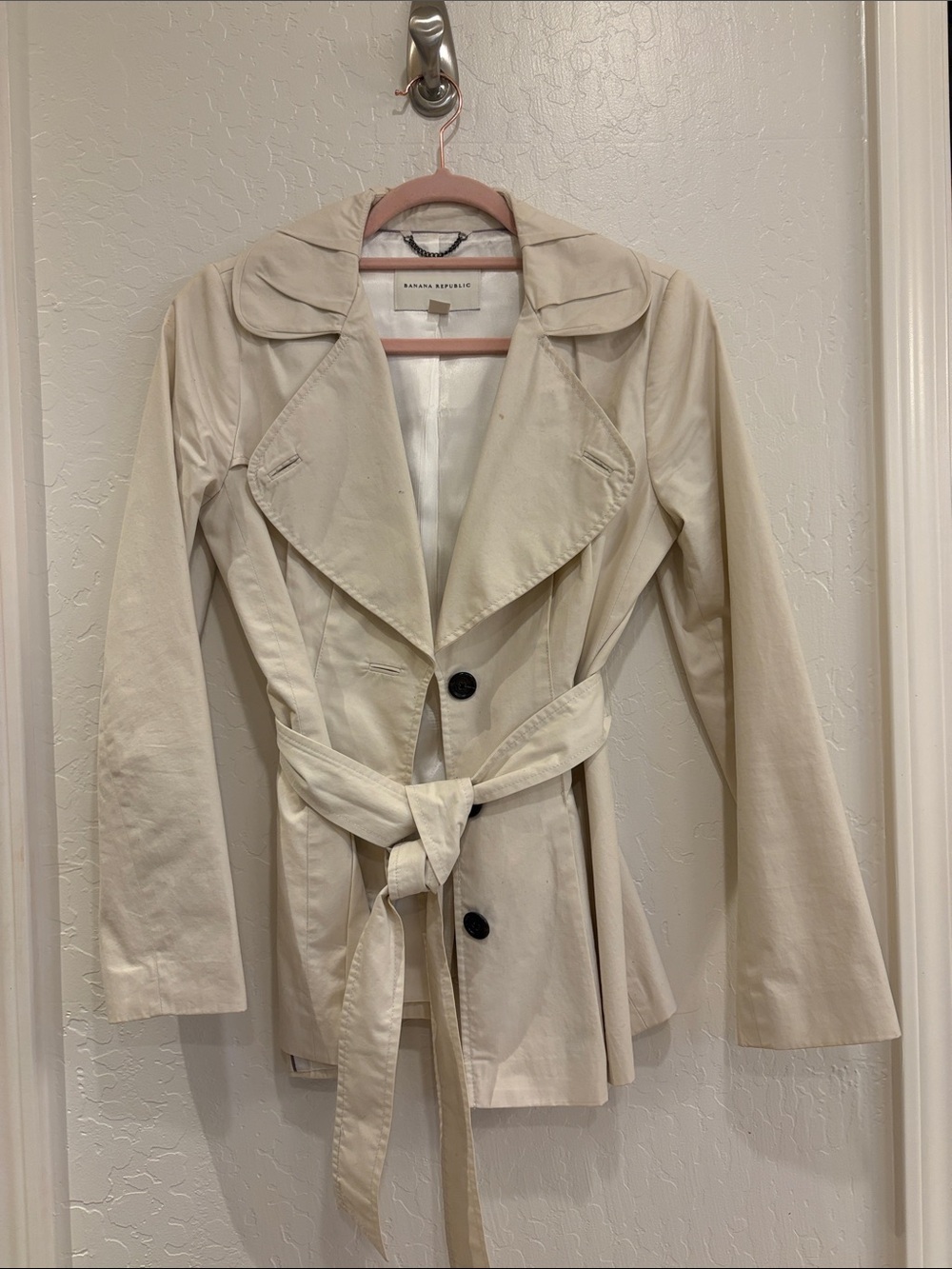 Banana Republic Cream Trench Coat with Tie Waist